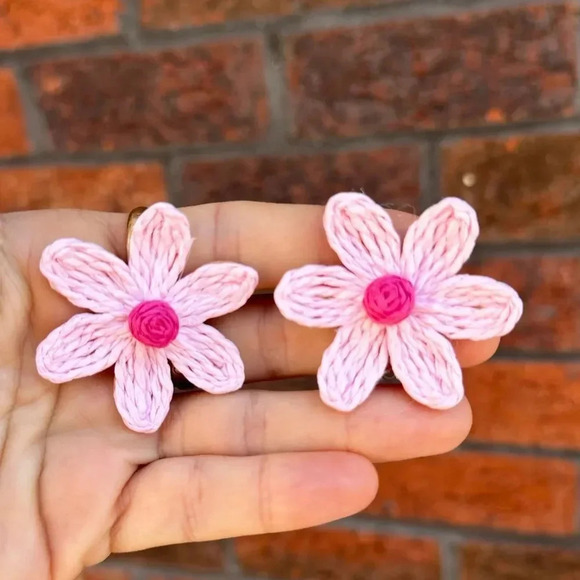 Lalita Pink Sky Boho Raffia Flower Earrings - Picture 9 of 9